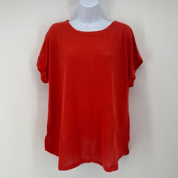 Ava & Viv Tops - NWT Ava & Viv Red Short Sleeve Round Neck Linen T-Shirt Plus Size X